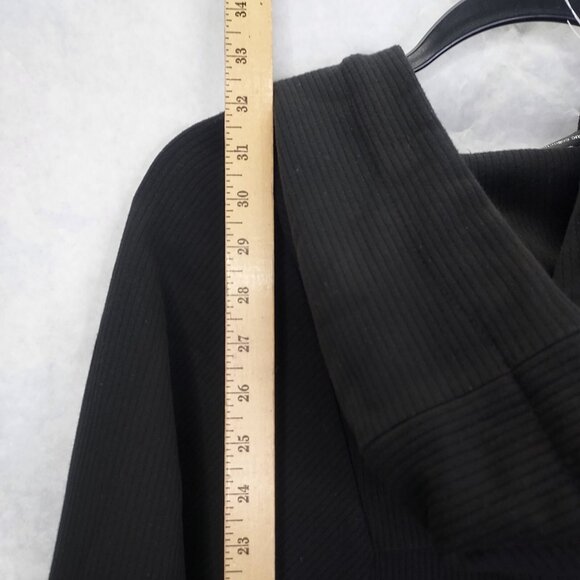 Zara Trafaluc Hooded Sweatshirt Womens XS Black Top White Cotton Shirt Underlay - Picture 14 of 14